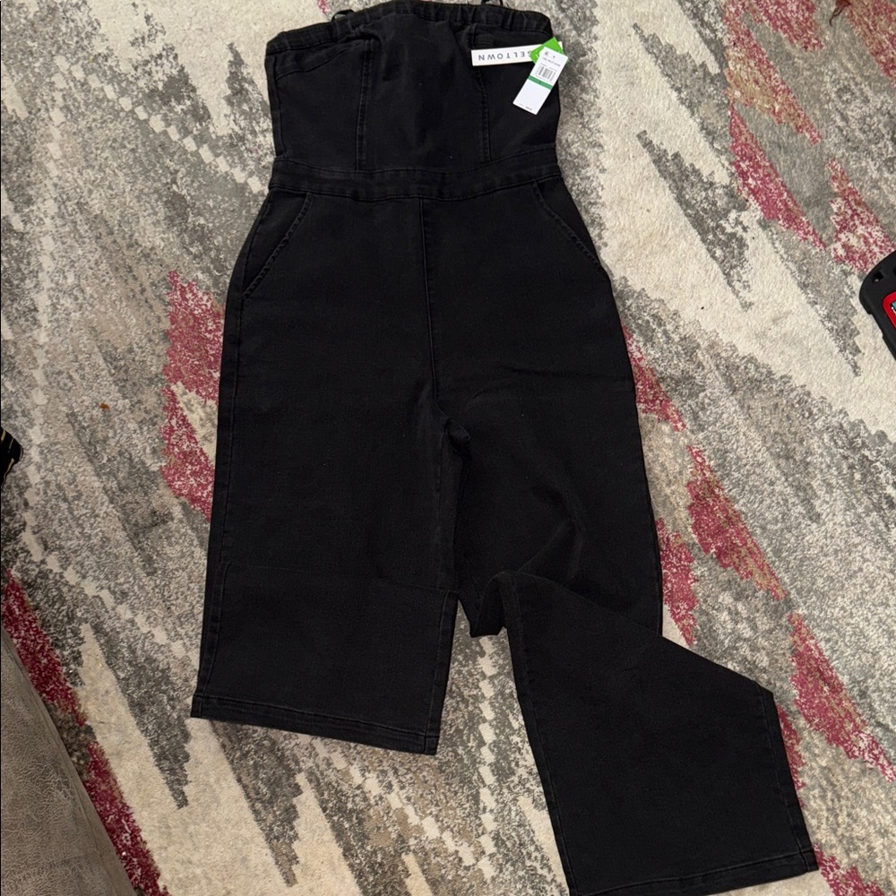 Macy's Black Denim JUMPSUIT straight leg
